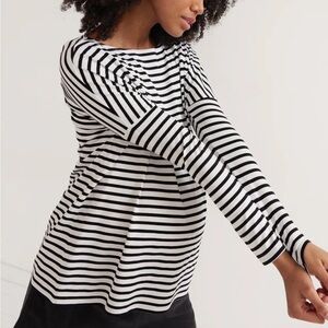 HATCH Long Sleeve Black and White Striped Maternity Top